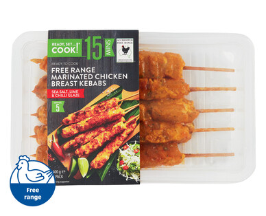 Ready, Set...Cook! Free Range Marinated Chicken Breast Kebabs 5pk/400g 