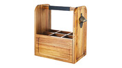 Wooden Beer Caddy with Bottle Opener