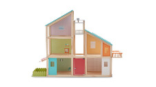 Coloured Wooden Doll's House 