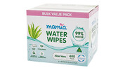 Mamia Water Wipes Aloe Vera 6 x 80pk