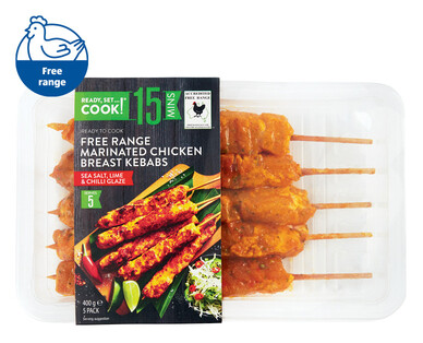 Ready, Set...Cook! Free Range Marinated Chicken Breast Kebabs 5pk/400g