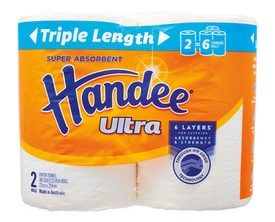 Handee Ultra Paper Towel Triple Length 2pk