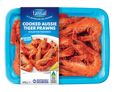 Tassal Fresh Cooked Aussie Tiger Prawns 475g