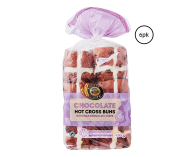 Bakers Life Chocolate Hot Cross Buns 6pk/450g 