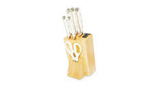 Knife Block 6pc Set with Inbuilt Sharpener 