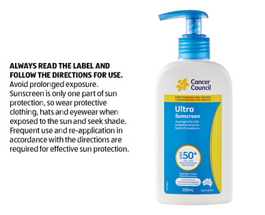 Cancer Council Sunscreen SPF50+ Ultra 200ml