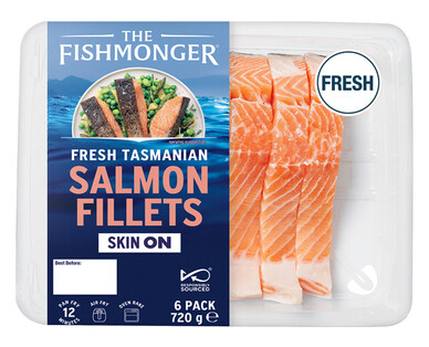 The Fishmonger Fresh Tasmanian Salmon Fillets 6pk/720g