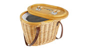 Picnic Cooler Basket with Wooden Lid