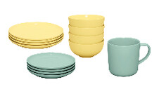 Ceramic Dinnerware Green or Yellow 4pk 