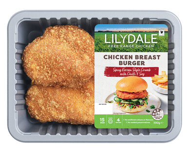 Lilydale Free Range Chicken Korean Style Chicken Breast Burger 4pk