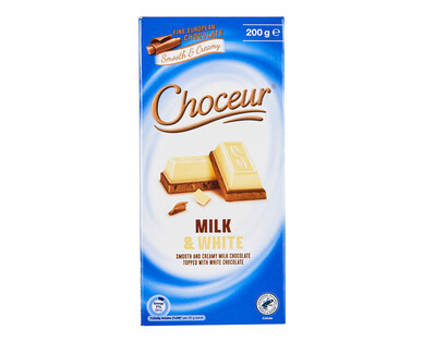 Choceur Milk &amp; White Chocolate Block 200g