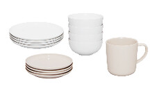 Ceramic Dinnerware White or Stone 4pk 