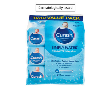 Curash Baby Water Wipes 3 x 80pk