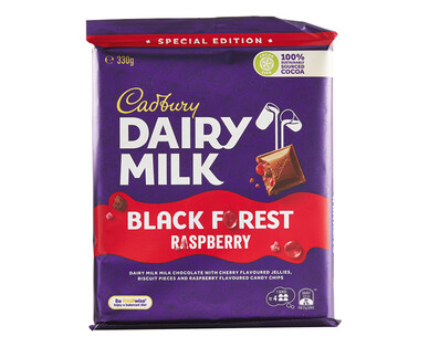 Cadbury Dairy Milk Black Forest Raspberry Block 330g