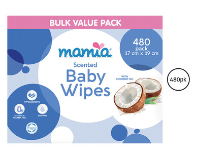 Scented Baby Wipes with Coconut Oil 6 x 80pk