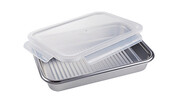 Stainless Steel Marinating Tray with Plastic Lid