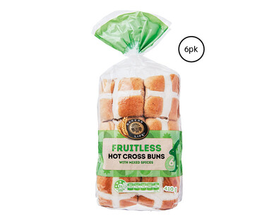 Bakers Life Fruitless Hot Cross Buns 6pk/450g