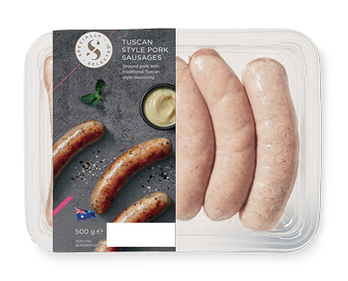 Specially Selected Tuscan Style Pork Sausages 500g Aldi Australia