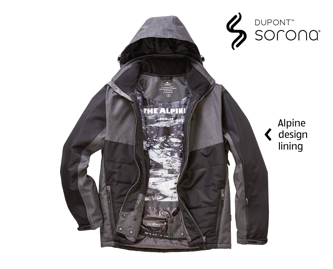 Men's Ski Jacket – Black/Charcoal Padded