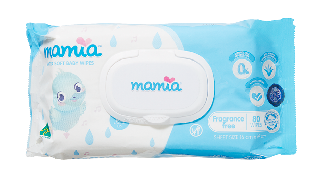 Mamia Baby Wipes 80pk Fragrance Free